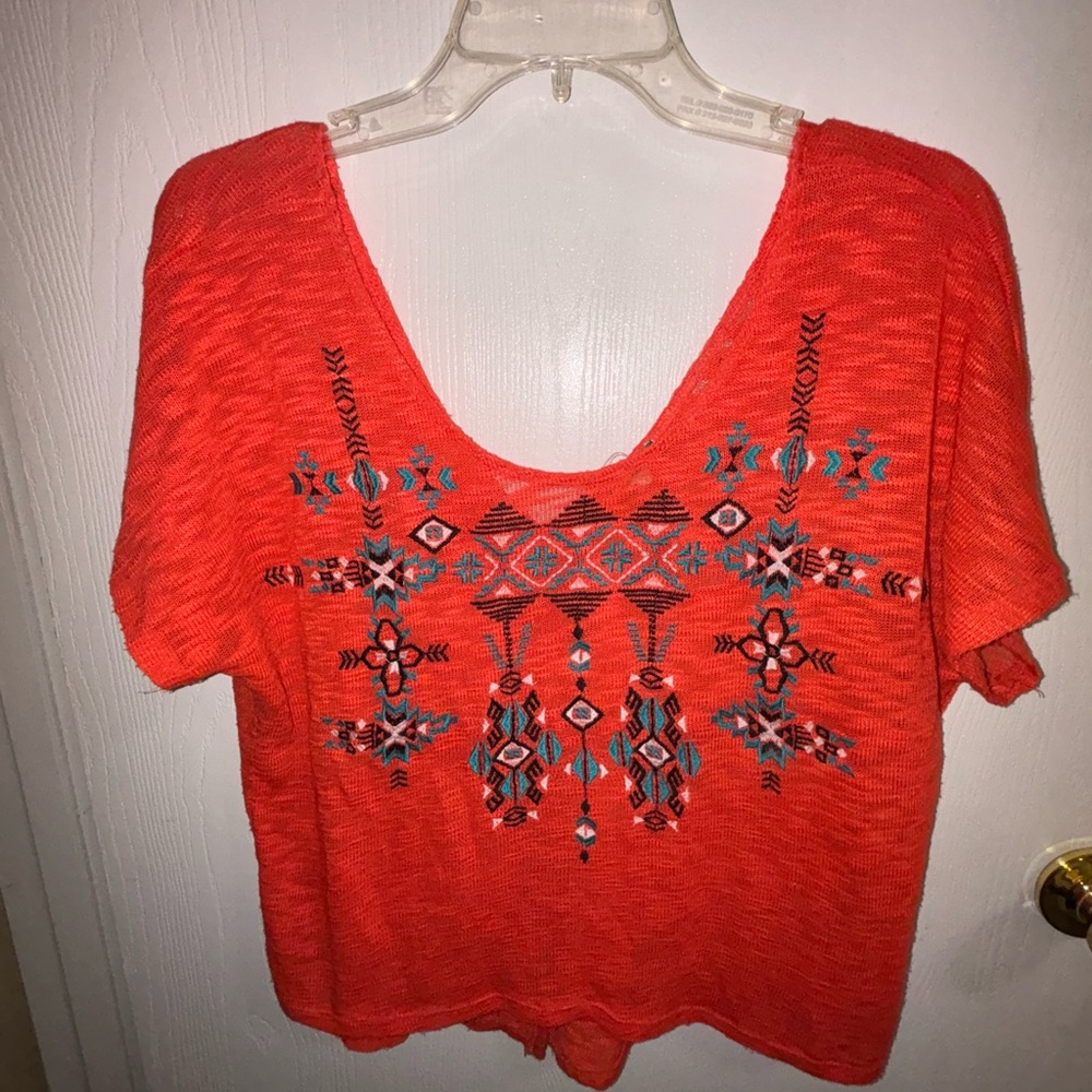 Eyeshadow (brand) Women's orange Embroidered Top Size - medium